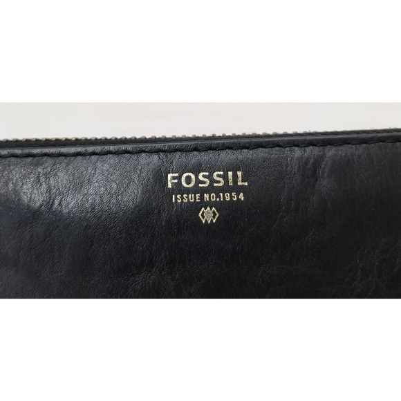 Fossil Black Smooth Leather Zip Around Credit Card Long Wallet - Picture 4 of 15